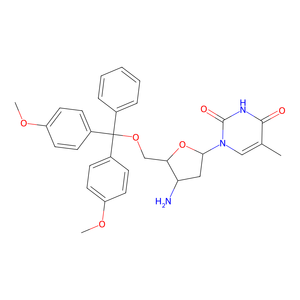 3'-Amino-3'-deoxy-5'-o-dmt-thymidine molecular structure, CAS 139063-29-9