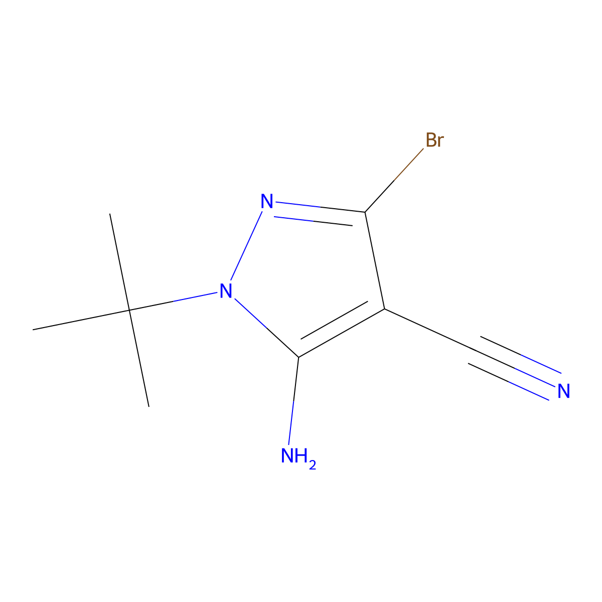5-Amino-3-bromo-1-(tert-butyl)-1H-pyrazole-4-carbonitrile molecular structure, CAS 1390635-65-0
