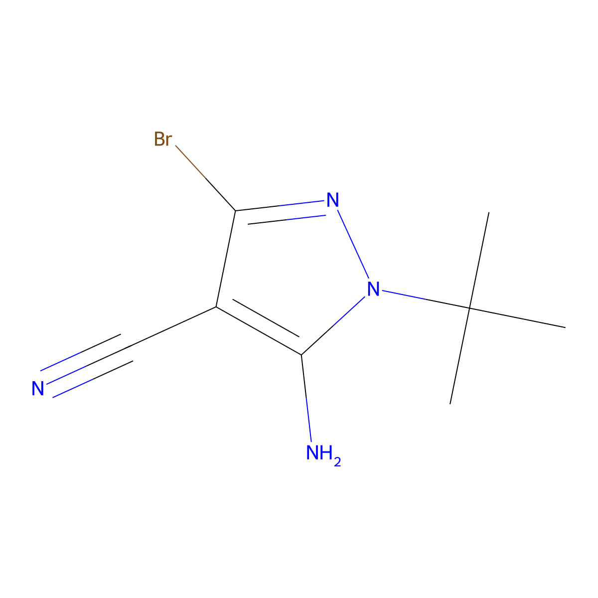5-Amino-3-bromo-1-(tert-butyl)-1H-pyrazole-4-carbonitrile molecular structure, CAS 1390635-65-0