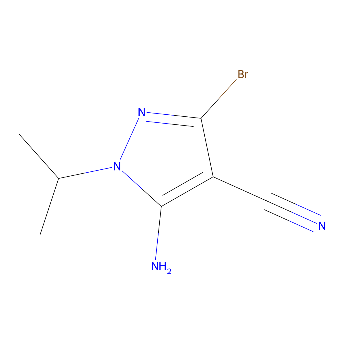 5-Amino-3-bromo-1-isopropyl-1H-pyrazole-4-carbonitrile molecular structure, CAS 1390635-69-4