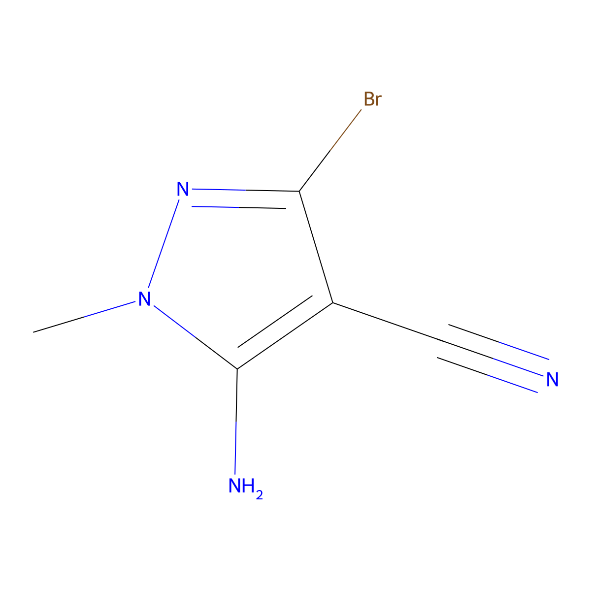 5-Amino-3-bromo-1-methyl-1H-pyrazole-4-carbonitrile molecular structure, CAS 1390635-70-7