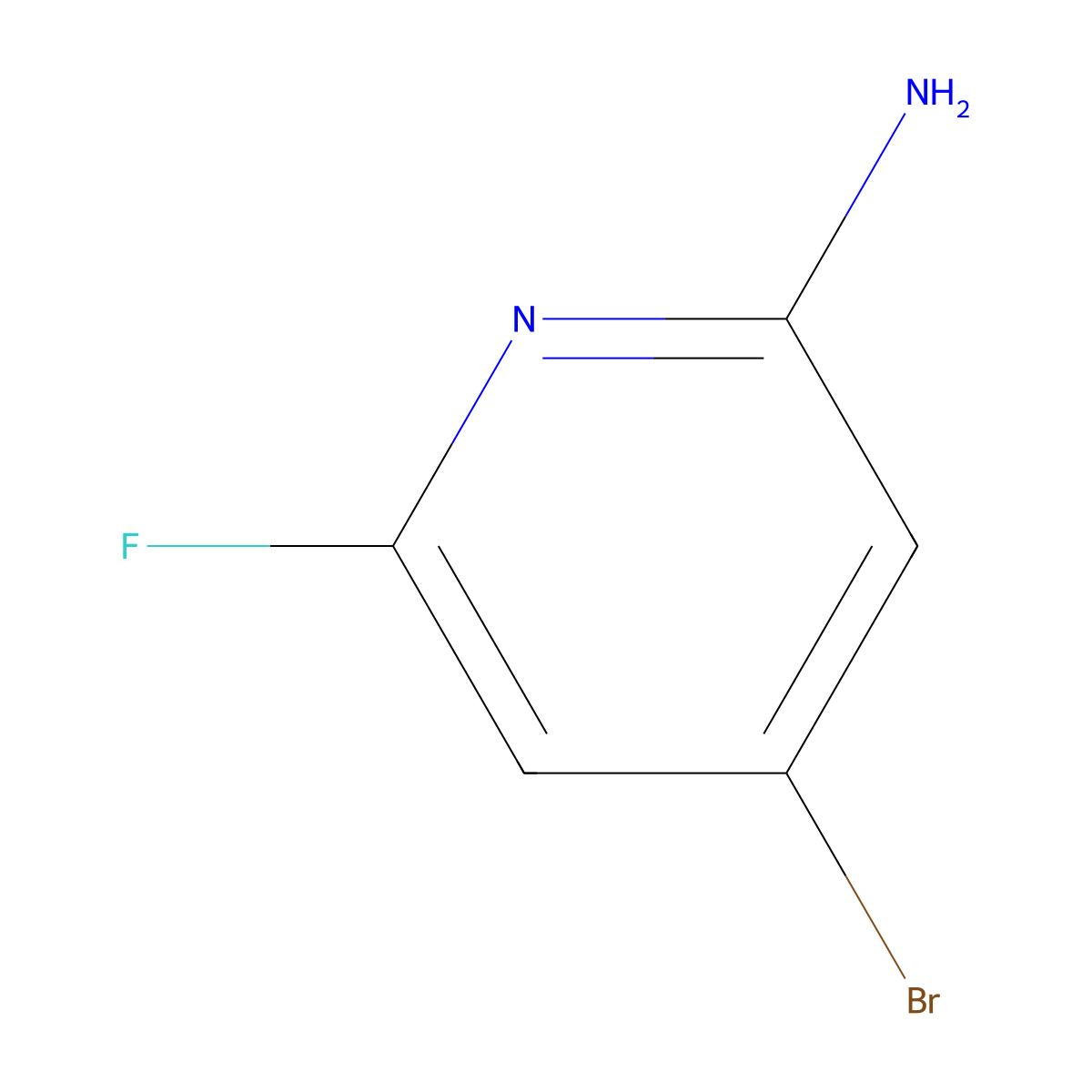 4-Bromo-6-fluoropyridin-2-amine molecular structure, CAS 1390641-19-6