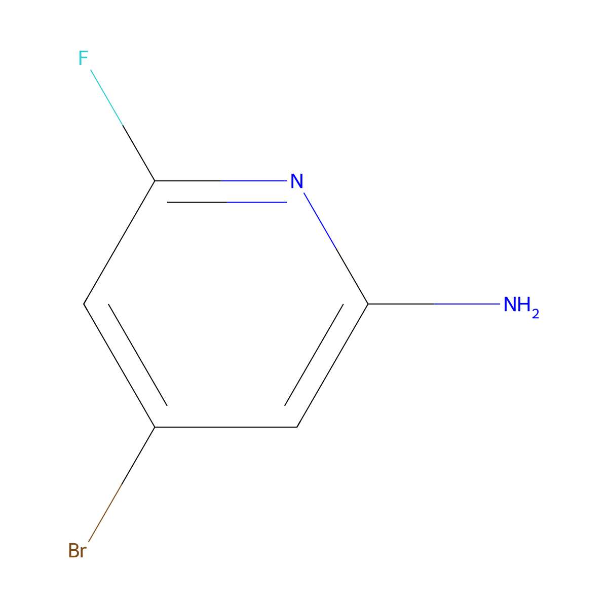 4-Bromo-6-fluoropyridin-2-amine molecular structure, CAS 1390641-19-6