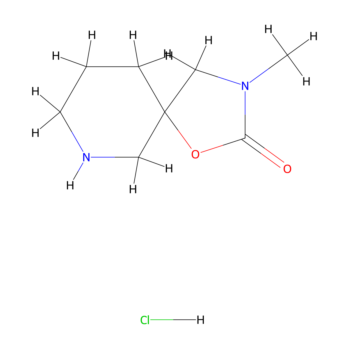 3-Methyl-1-oxa-3,7-diazaspiro[4.5]decan-2-one hydrochloride molecular structure, CAS 1390654-03-1