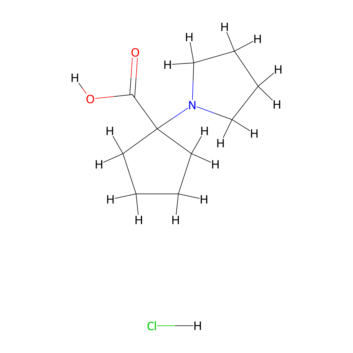 1-(1-Pyrrolidinyl)cyclopentanecarboxylic acid hydrochloride molecular structure, CAS 1390654-27-9