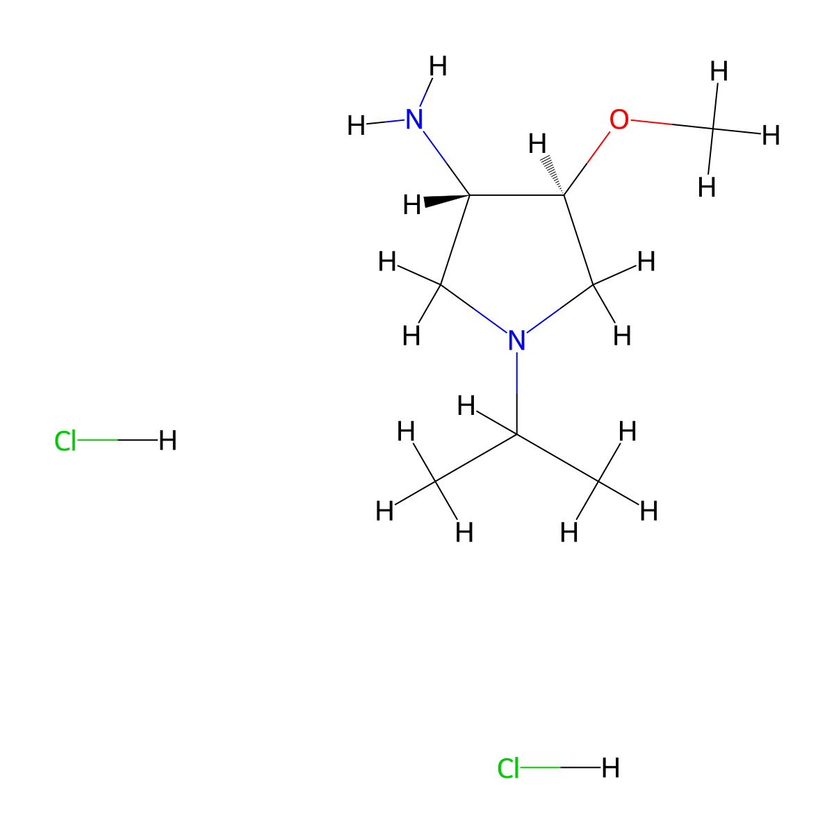trans-1-Isopropyl-4-methoxy-3-pyrrolidinamine dihydrochloride molecular structure, CAS 1390654-58-6