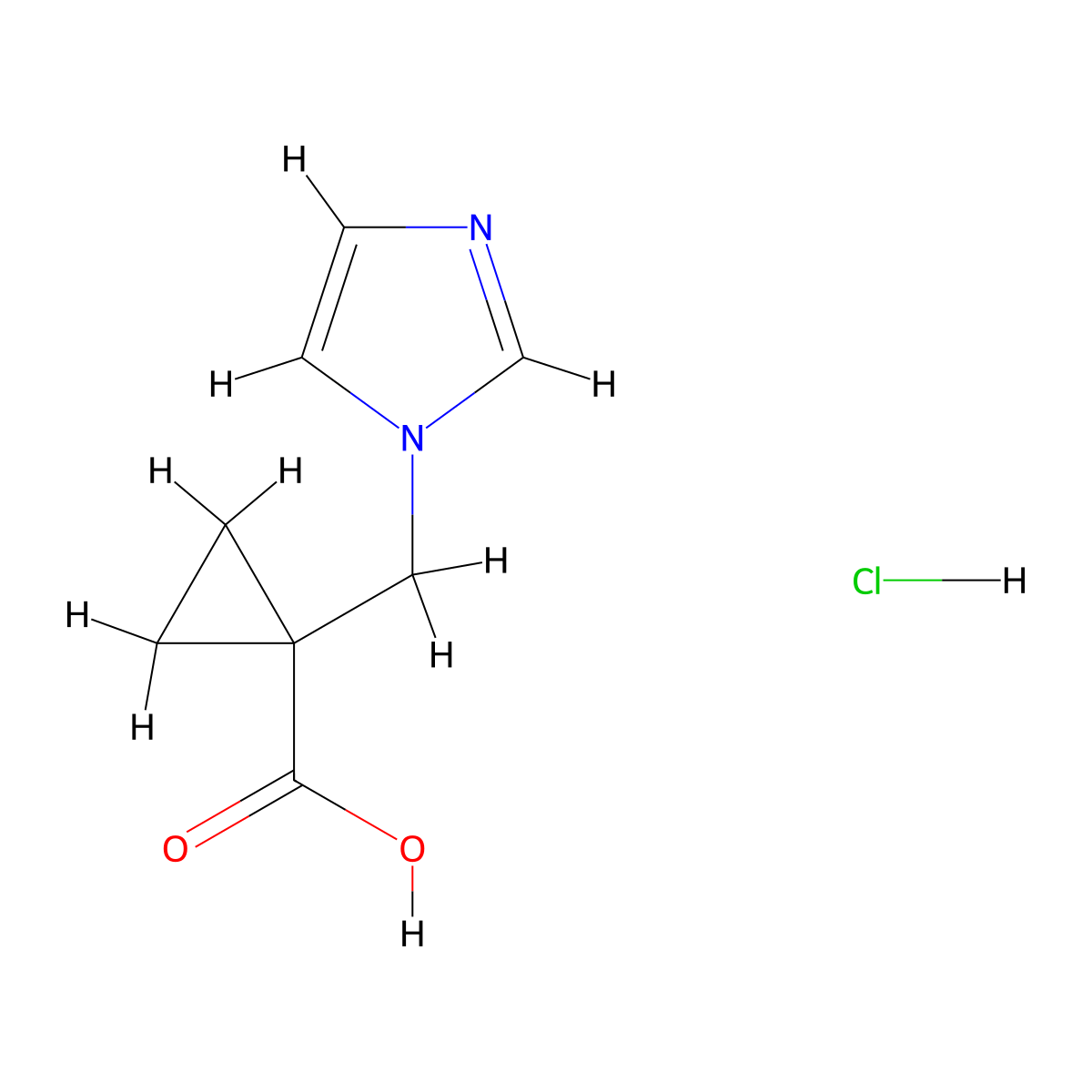 1-(1H-Imidazol-1-ylmethyl)cyclopropanecarboxylic acid hydrochloride molecular structure, CAS 1390654-59-7