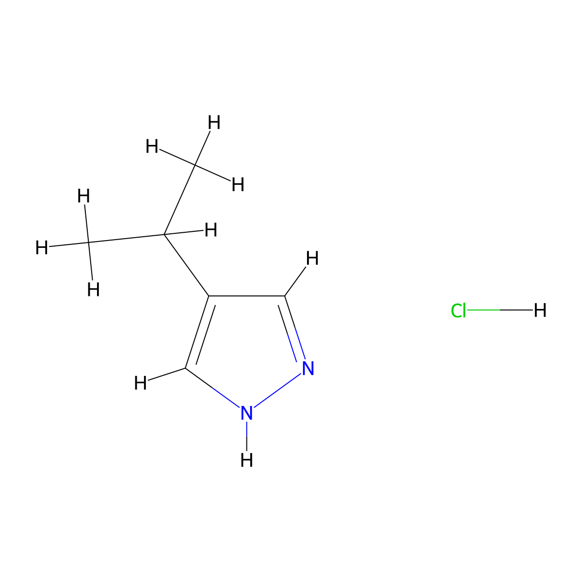 4-(propan-2-yl)-1H-pyrazole hydrochloride molecular structure, CAS 1390654-61-1