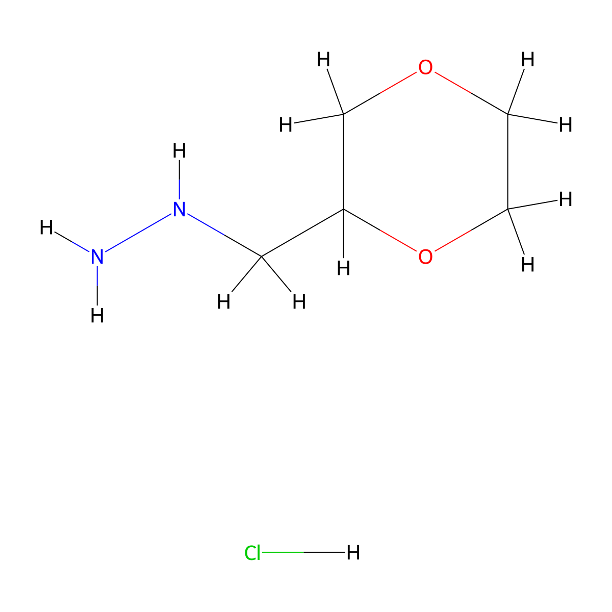 (1,4-Dioxan-2-ylmethyl)hydrazine hydrochloride molecular structure, CAS 1390654-63-3