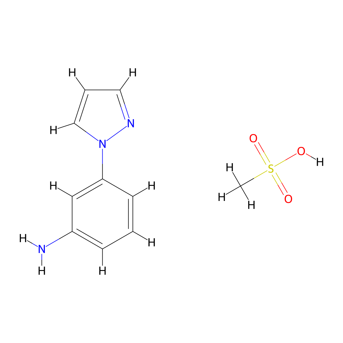 (3-(1H-Pyrazol-1-yl)phenyl)amine methanesulfonate molecular structure, CAS 1390654-64-4