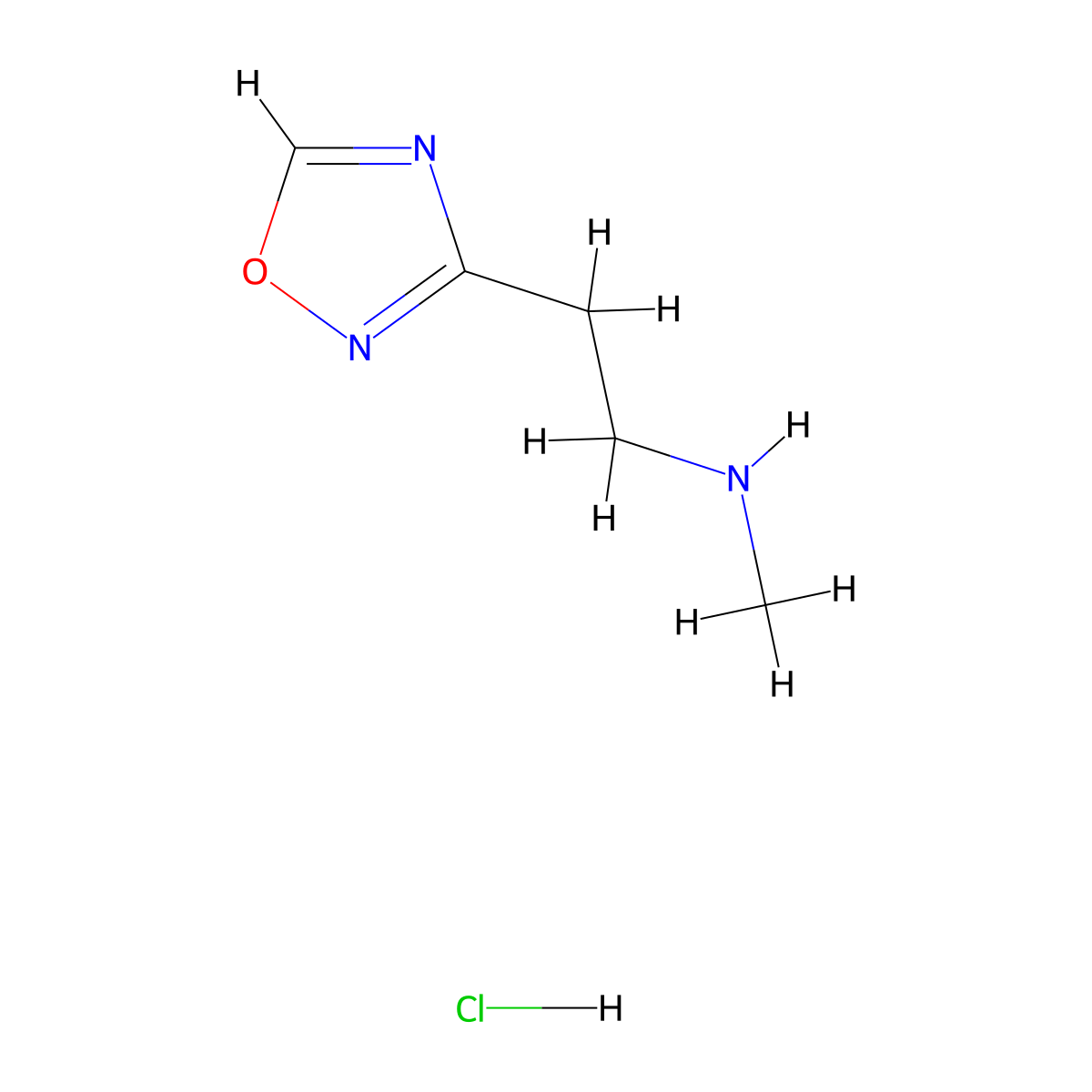 N-Methyl-2-(1,2,4-oxadiazol-3-yl)ethanamine hydrochloride molecular structure, CAS 1390654-65-5