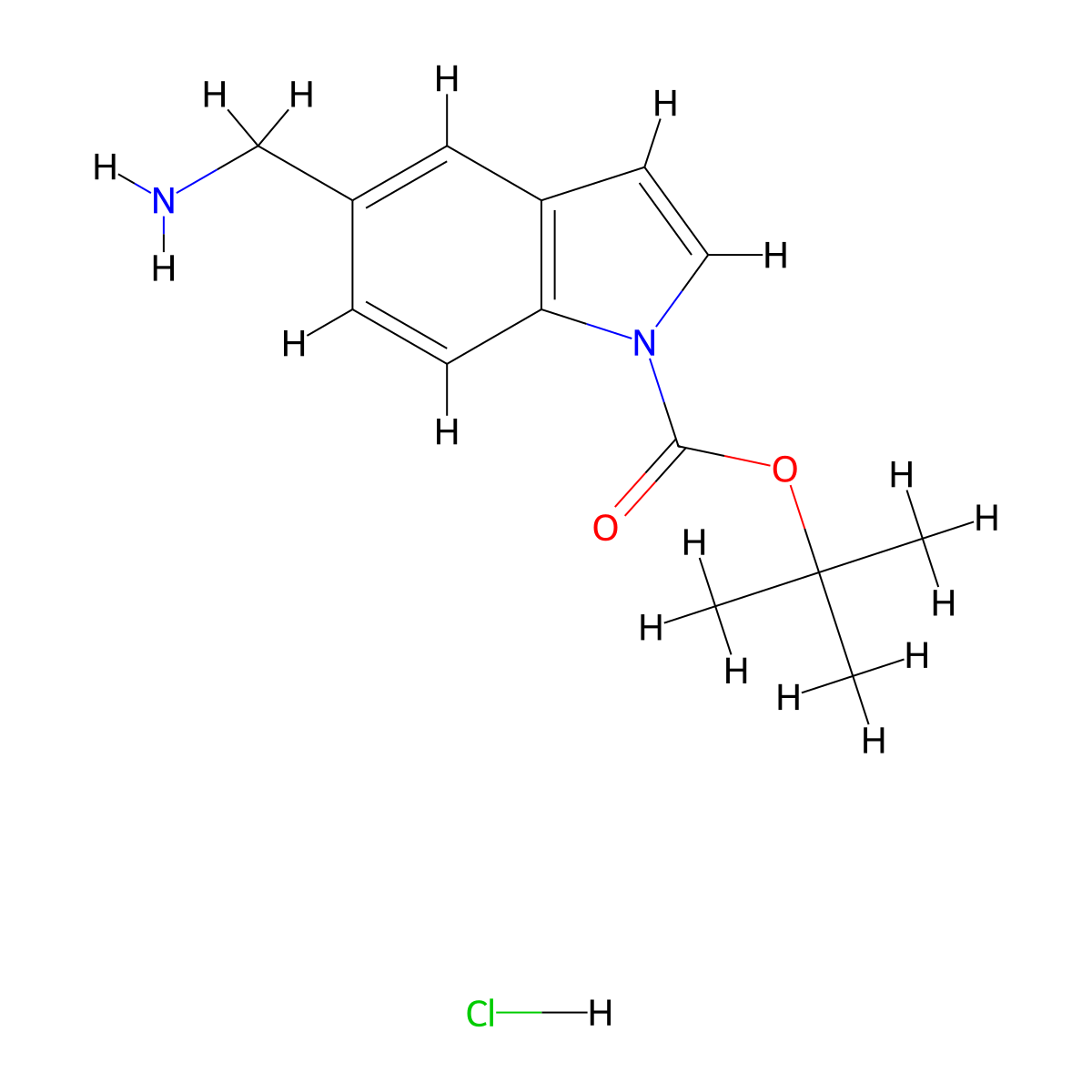 tert-Butyl 5-(aminomethyl)-1H-indole-1-carboxylate hydrochloride molecular structure, CAS 1390654-71-3
