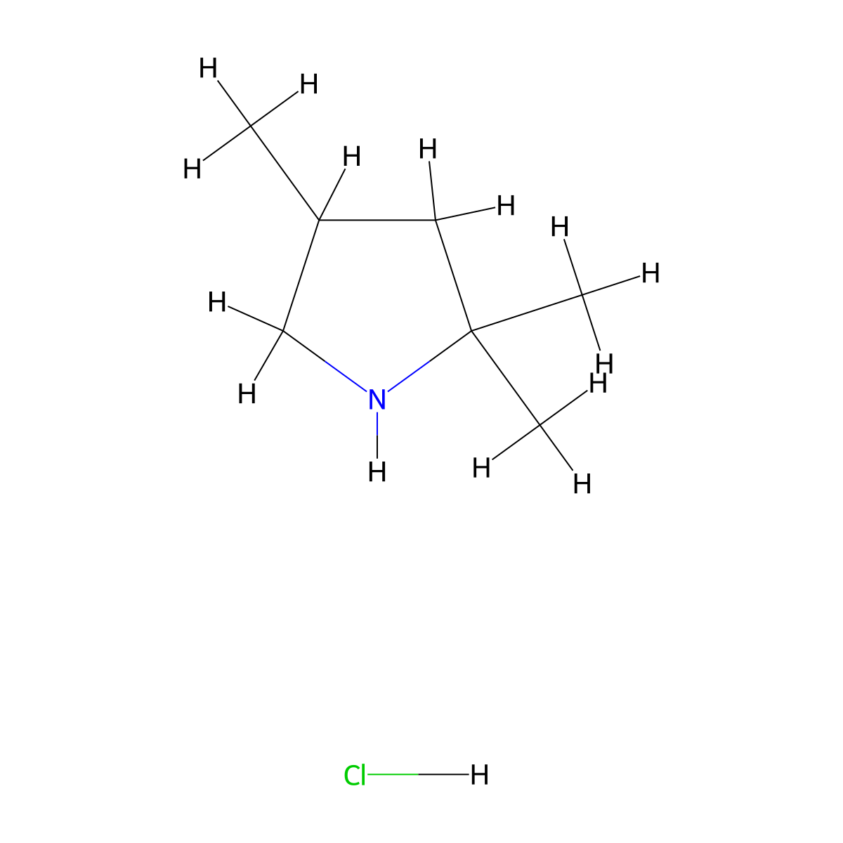 2,2,4-Trimethylpyrrolidine hydrochloride molecular structure, CAS 1390654-80-4