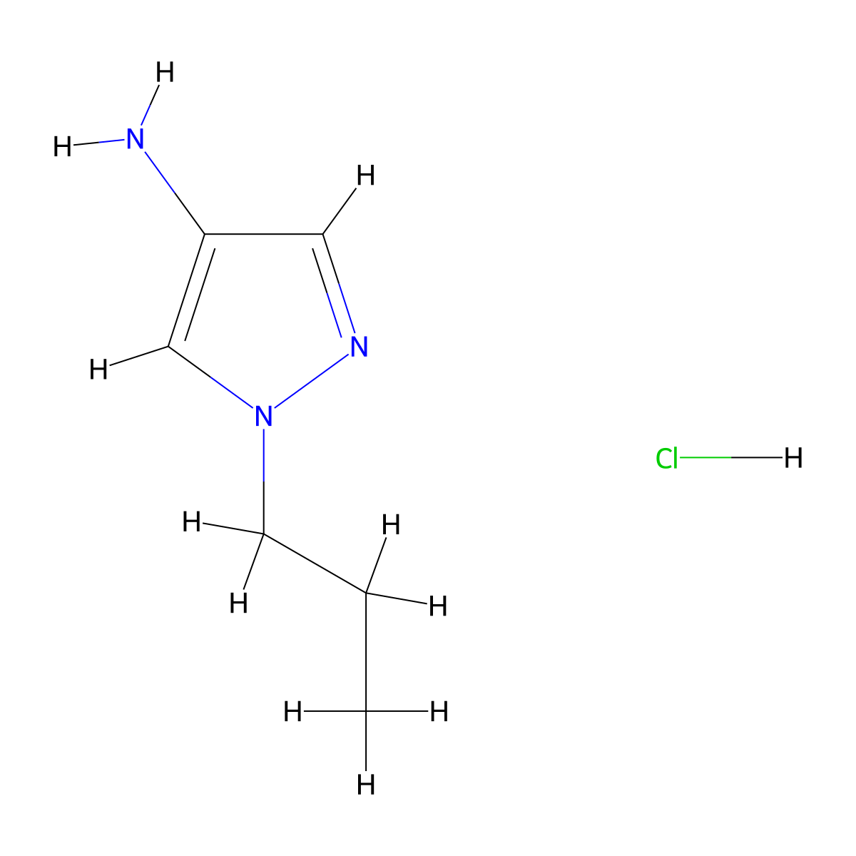 1-propyl-1H-pyrazol-4-amine hydrochloride molecular structure, CAS 1390654-83-7