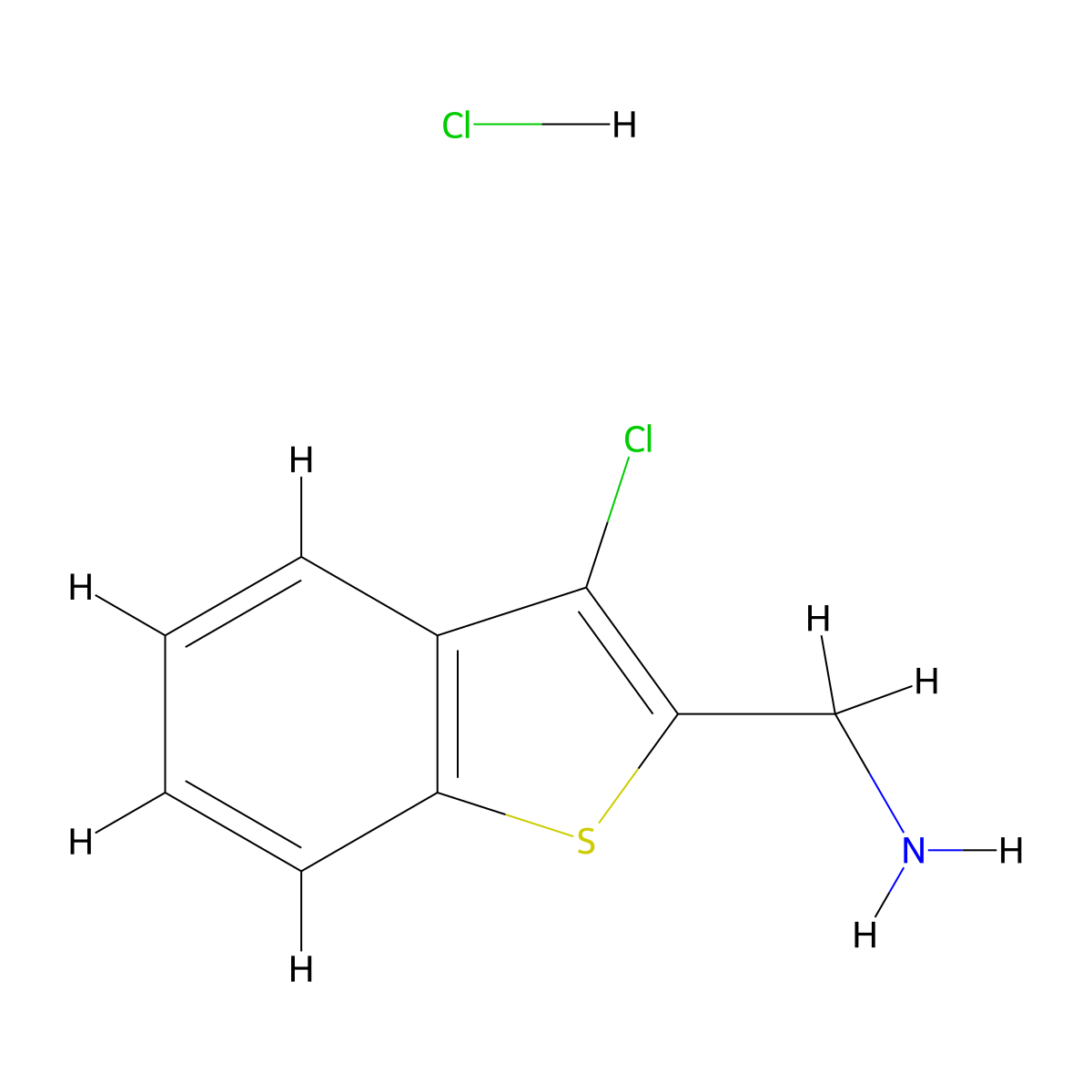 [(3-Chloro-1-benzothien-2-yl)methyl]amine hydrochloride molecular structure, CAS 1390654-86-0