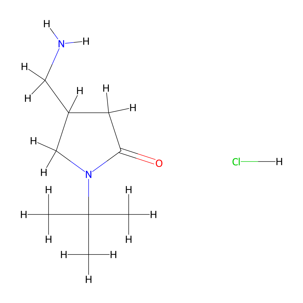 4-(Aminomethyl)-1-tert-butylpyrrolidin-2-one hydrochloride molecular structure, CAS 1390654-88-2
