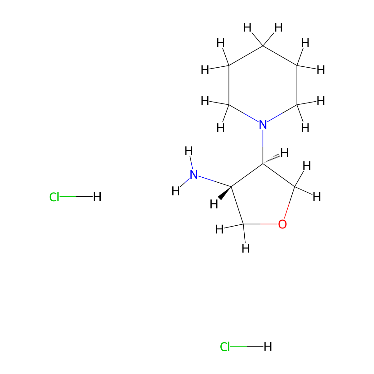 [Trans-4-(1-piperidinyl)tetrahydro-3-furanyl]amine dihydrochloride molecular structure, CAS 1390654-94-0