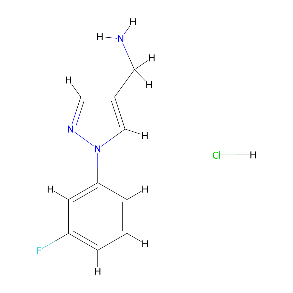 {[1-(3-Fluorophenyl)-1h-pyrazol-4-yl]methyl}amine hydrochloride molecular structure, CAS 1390655-01-2