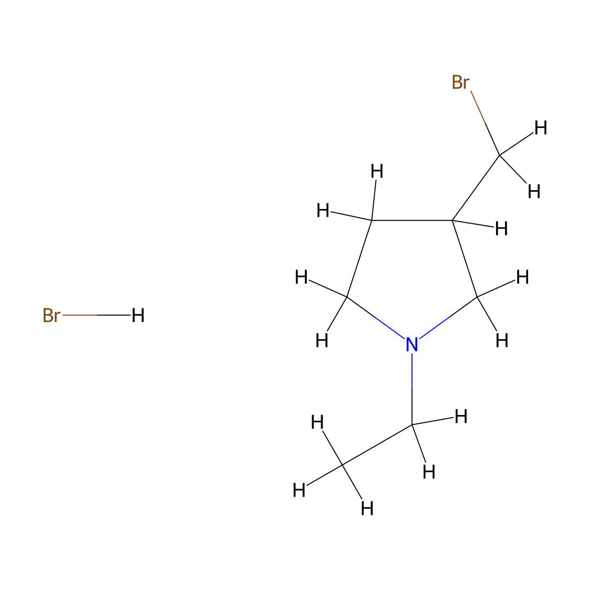 3-(Bromomethyl)-1-ethylpyrrolidine hydrobromide molecular structure, CAS 1390655-09-0