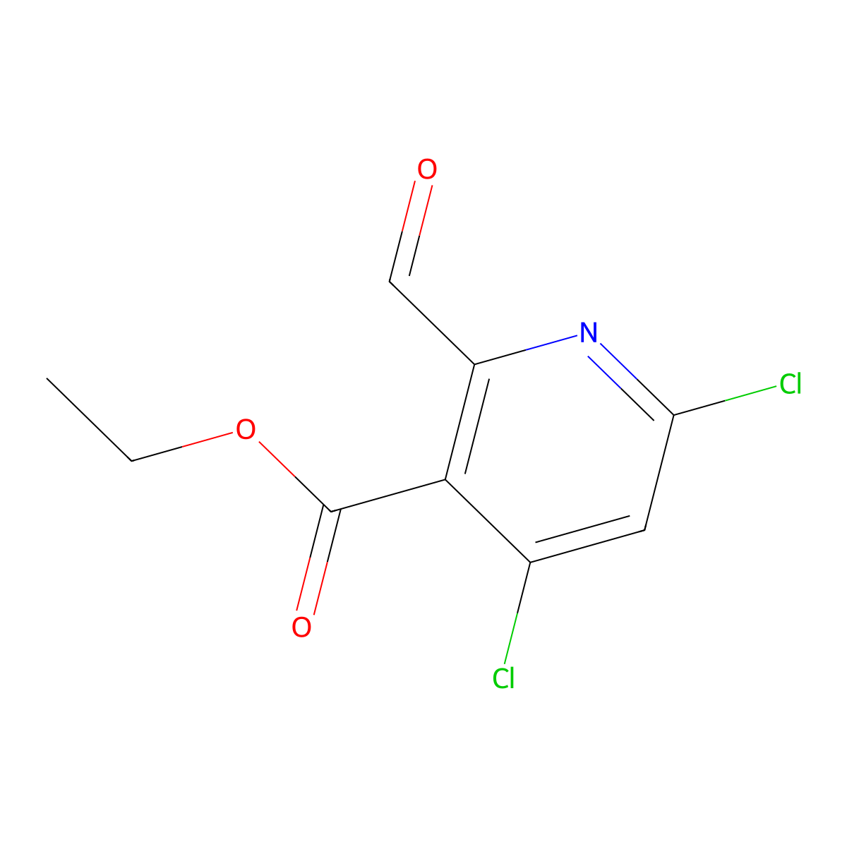 Ethyl 4,6-dichloro-2-formylnicotinate molecular structure, CAS 1390657-38-1