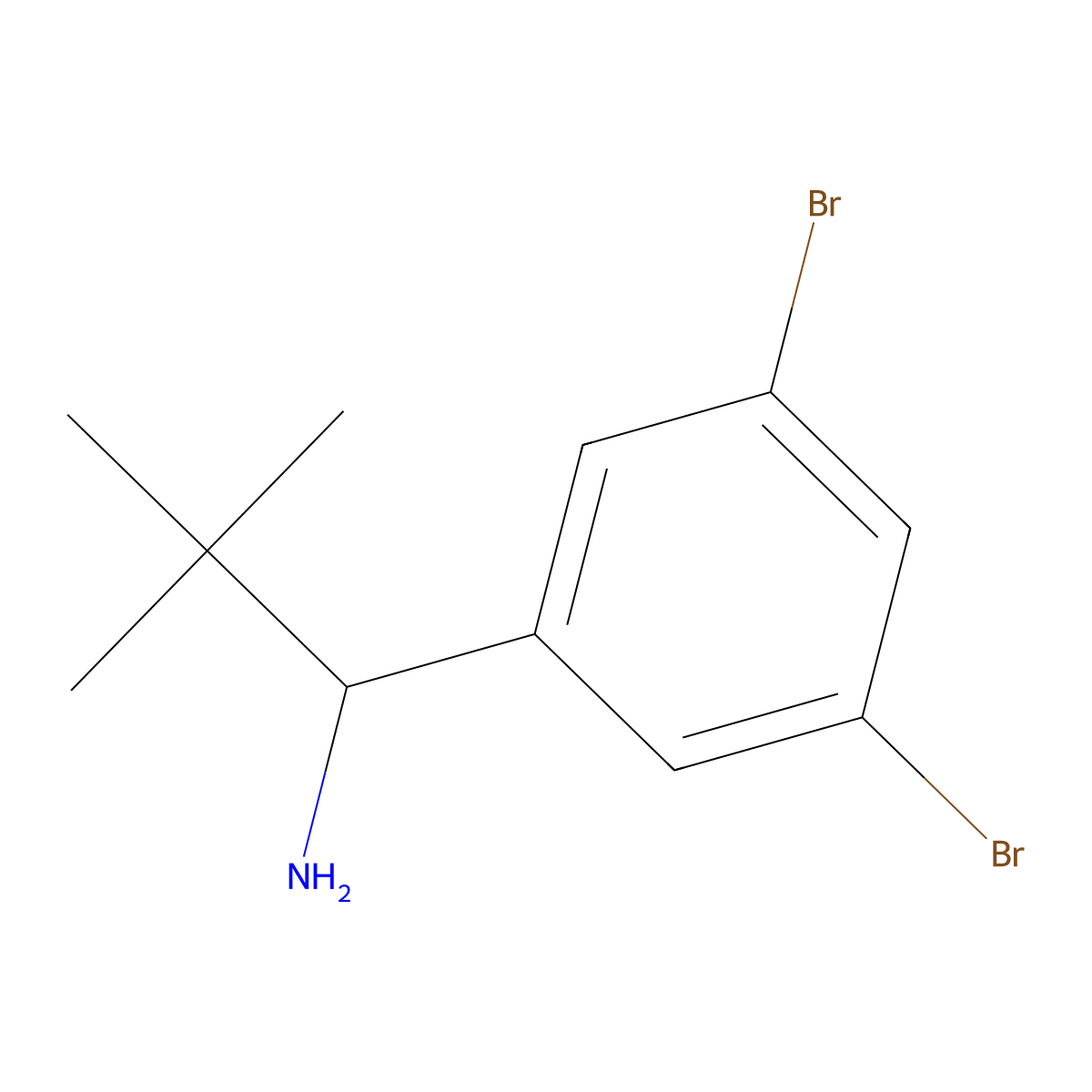 (R)-1-(3,5-Dibromophenyl)-2,2-dimethylpropan-1-amine molecular structure, CAS 1390662-30-2