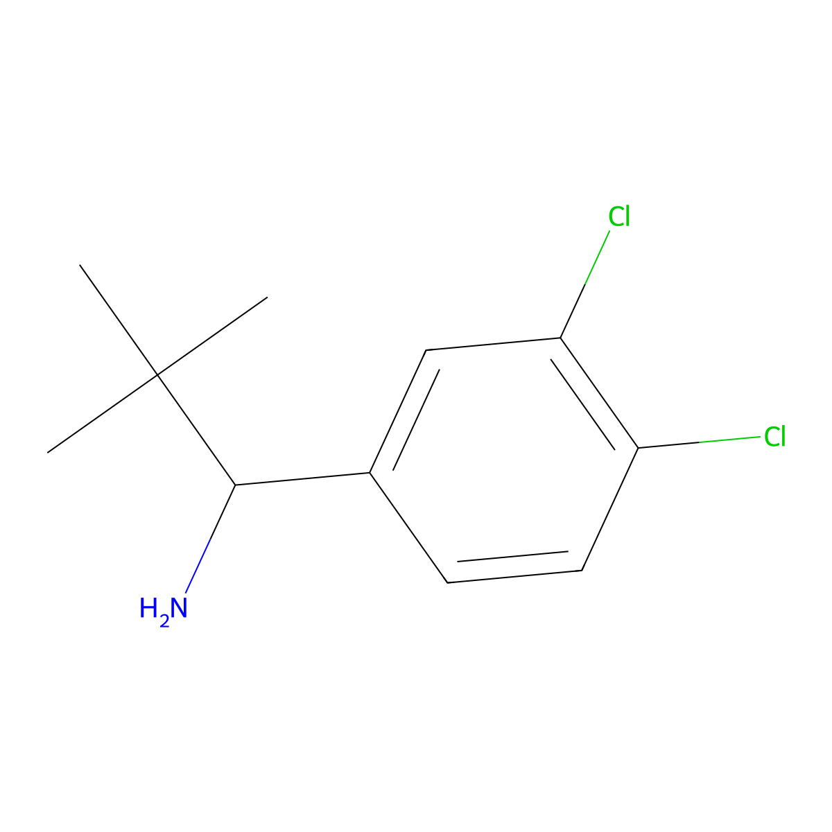 (R)-1-(3,4-Dichlorophenyl)-2,2-dimethylpropan-1-amine molecular structure, CAS 1390662-45-9