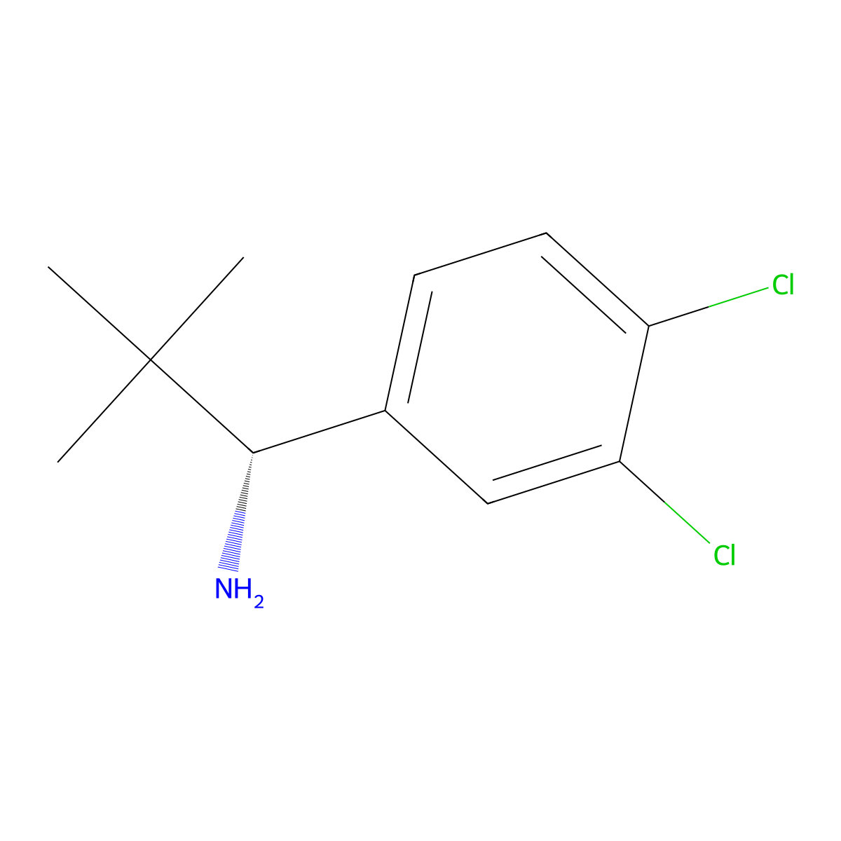 (R)-1-(3,4-Dichlorophenyl)-2,2-dimethylpropan-1-amine molecular structure, CAS 1390662-45-9