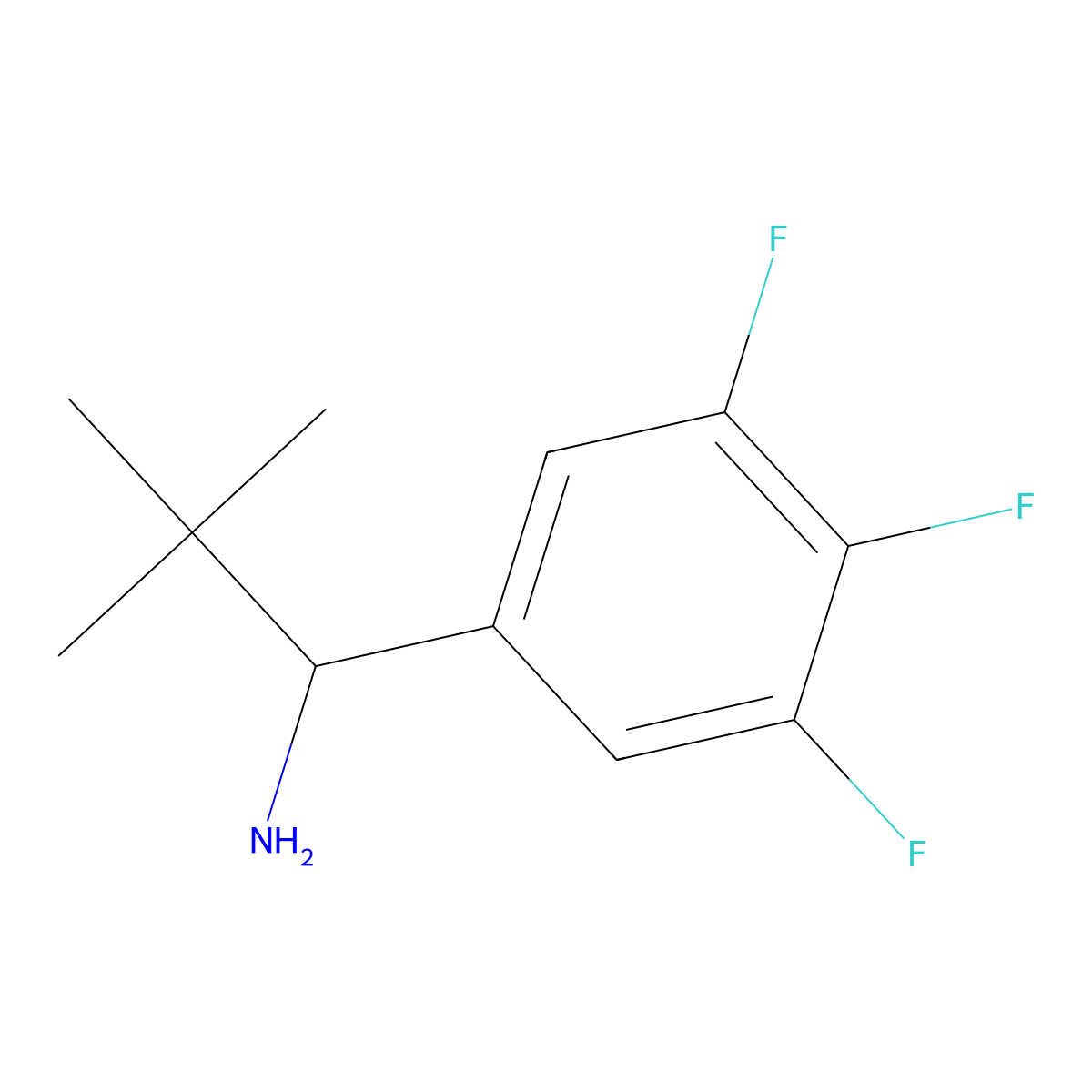 (S)-2,2-Dimethyl-1-(3,4,5-trifluorophenyl)propan-1-amine molecular structure, CAS 1390681-11-4