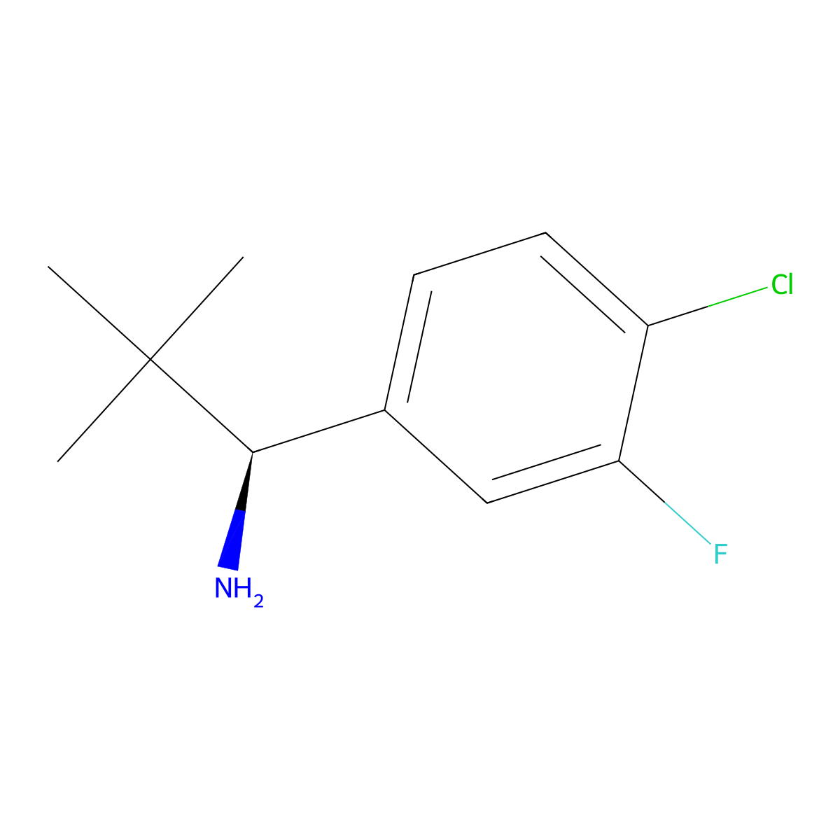 (S)-1-(4-Chloro-3-fluorophenyl)-2,2-dimethylpropan-1-amine molecular structure, CAS 1390681-20-5