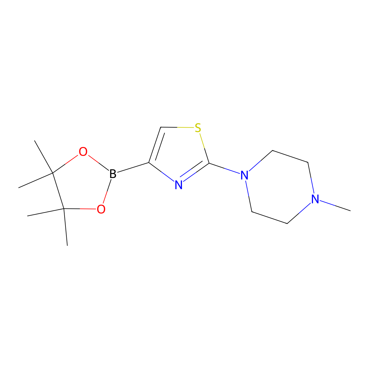 2-(4-Methylpiperazin-1-yl)-4-(4,4,5,5-tetramethyl-1,3,2-dioxaborolan-2-yl)thiazole molecular structure, CAS 1390682-08-2
