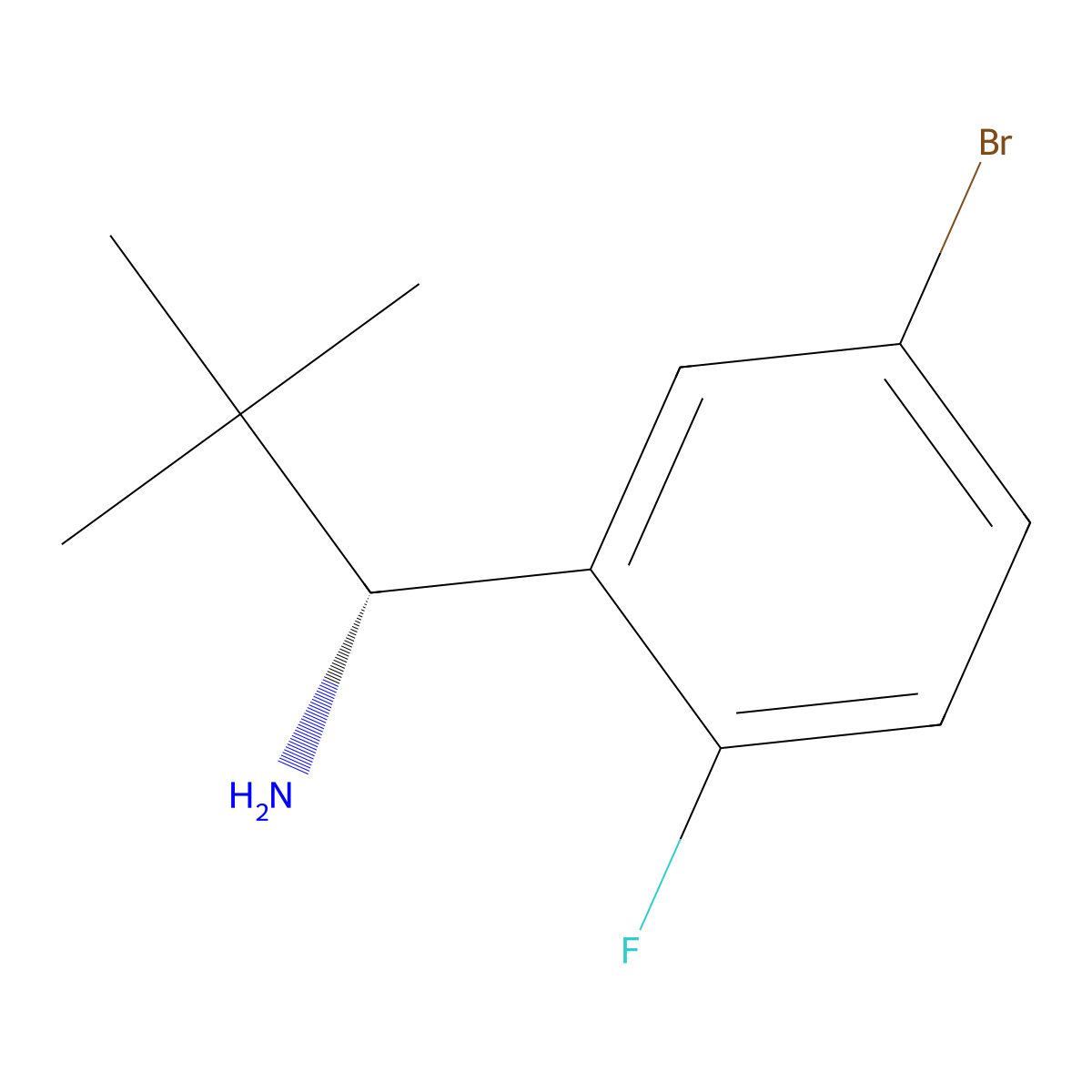 (R)-1-(5-Bromo-2-fluorophenyl)-2,2-dimethylpropan-1-amine molecular structure, CAS 1390716-63-8