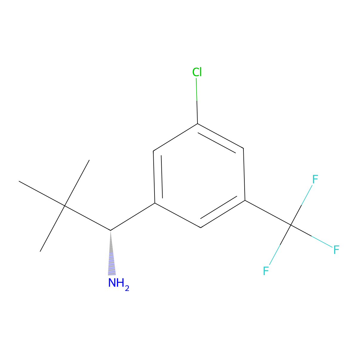 (R)-1-(3-Chloro-5-(trifluoromethyl)phenyl)-2,2-dimethylpropan-1-amine molecular structure, CAS 1390723-73-5