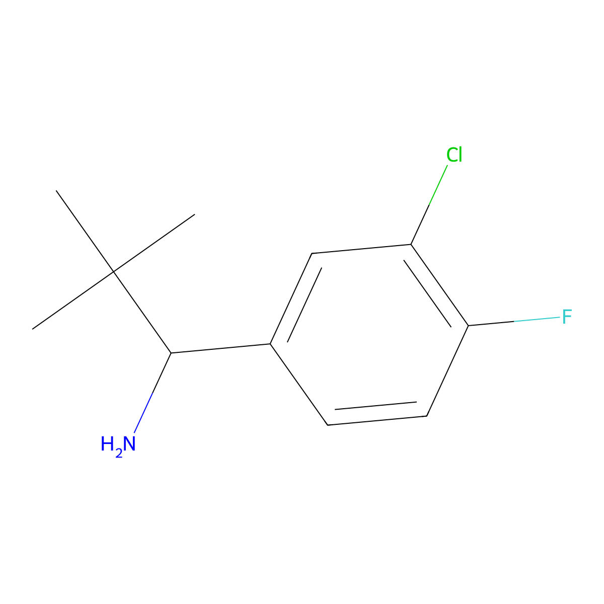 (S)-1-(3-Chloro-4-fluorophenyl)-2,2-dimethylpropan-1-amine molecular structure, CAS 1390726-25-6