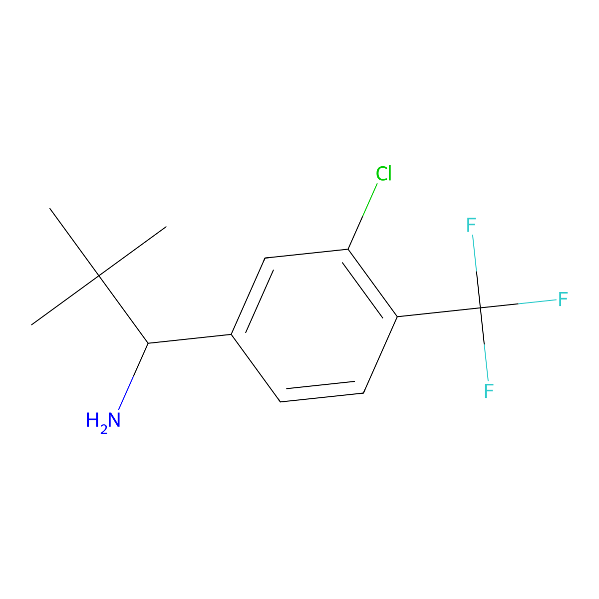 (S)-1-(3-Chloro-4-(trifluoromethyl)phenyl)-2,2-dimethylpropan-1-amine molecular structure, CAS 1390729-73-3