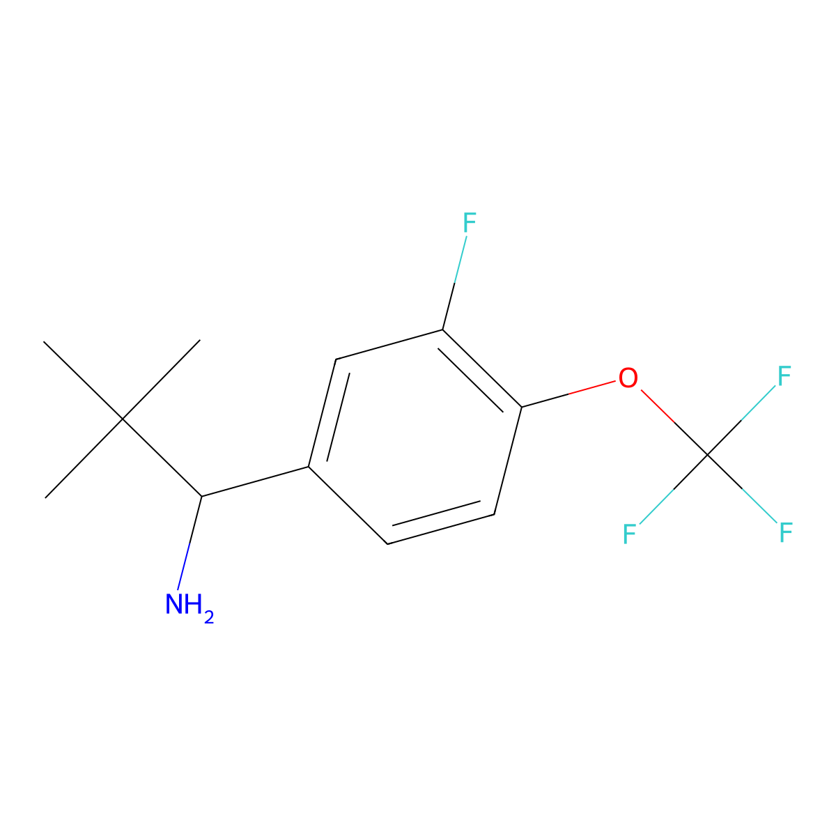 (S)-1-(3-Fluoro-4-(trifluoromethoxy)phenyl)-2,2-dimethylpropan-1-amine molecular structure, CAS 1390731-08-4
