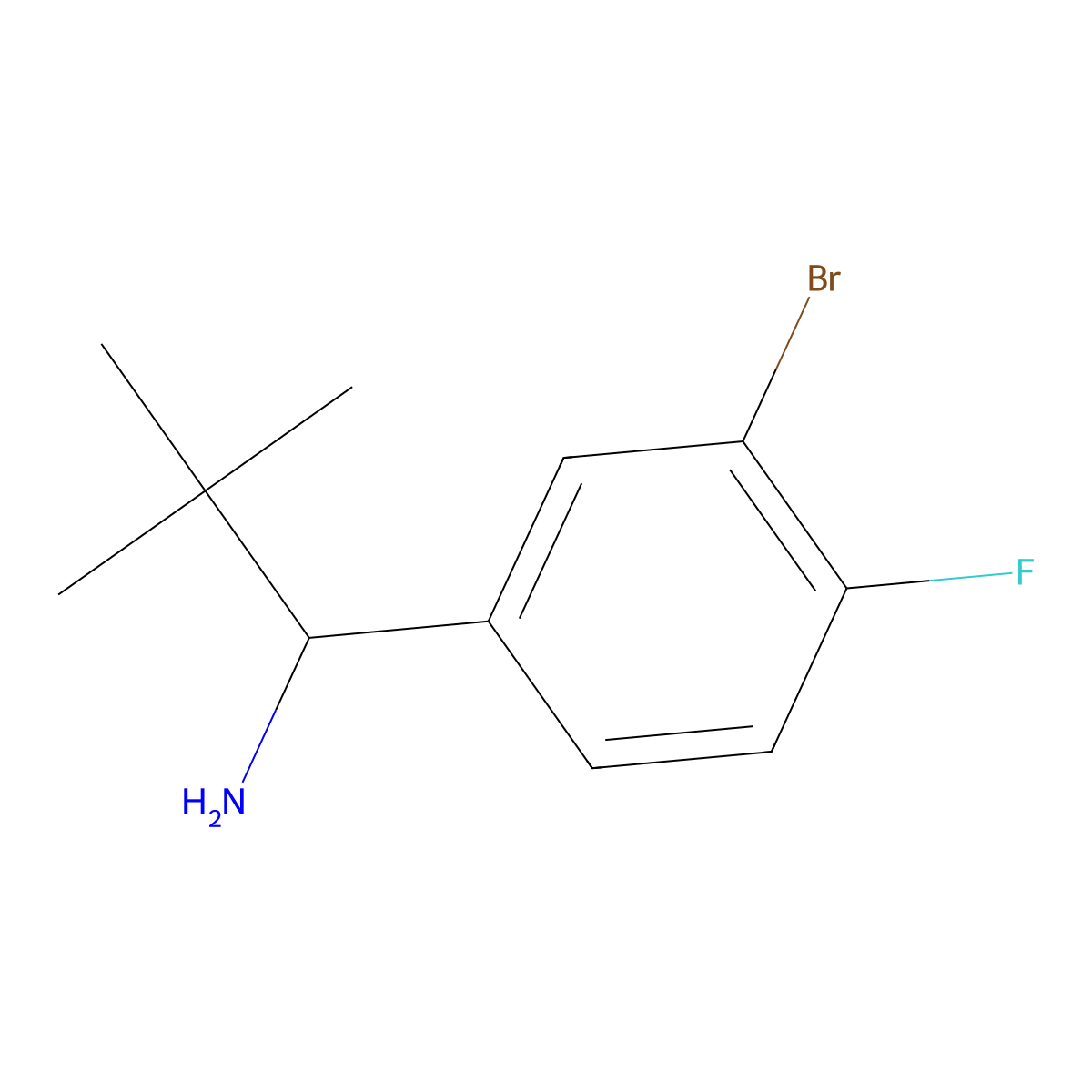 (S)-1-(3-Bromo-4-fluorophenyl)-2,2-dimethylpropan-1-amine molecular structure, CAS 1390734-85-6