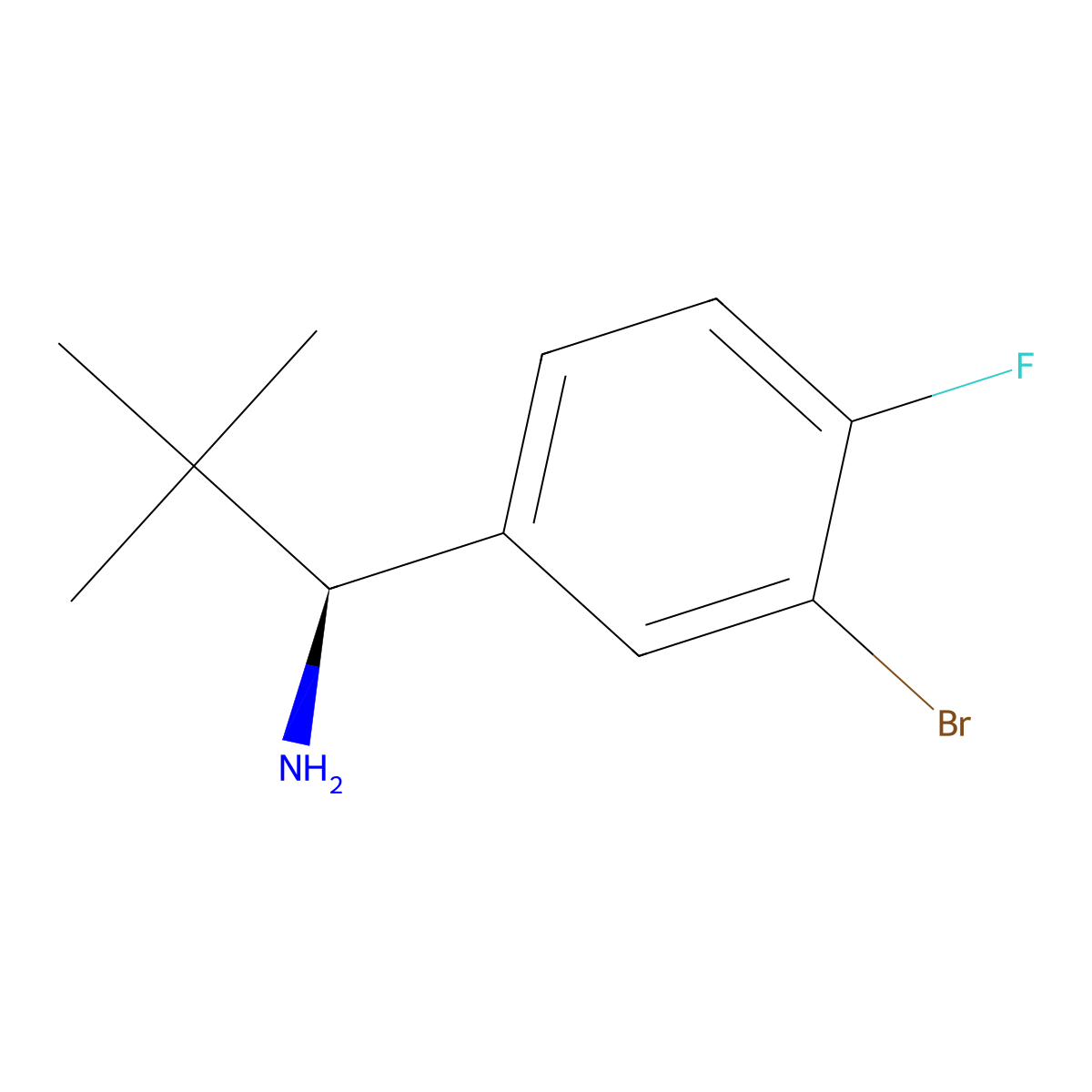 (S)-1-(3-Bromo-4-fluorophenyl)-2,2-dimethylpropan-1-amine molecular structure, CAS 1390734-85-6
