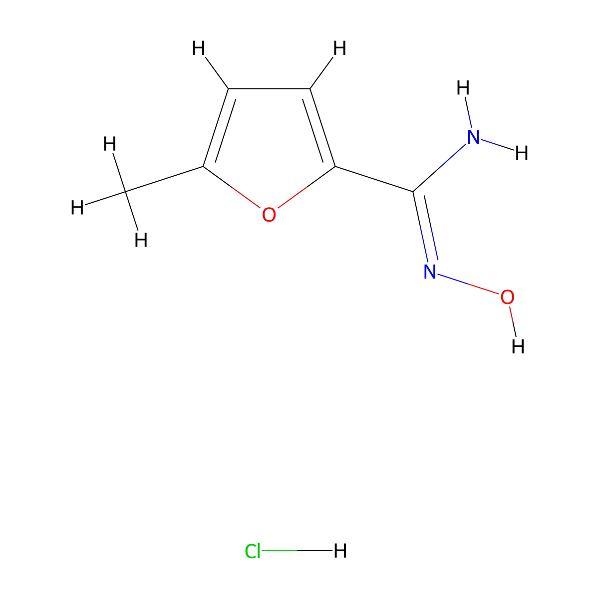 N'-Hydroxy-5-methylfuran-2-carboximidamide hydrochloride molecular structure, CAS 1390739-62-4