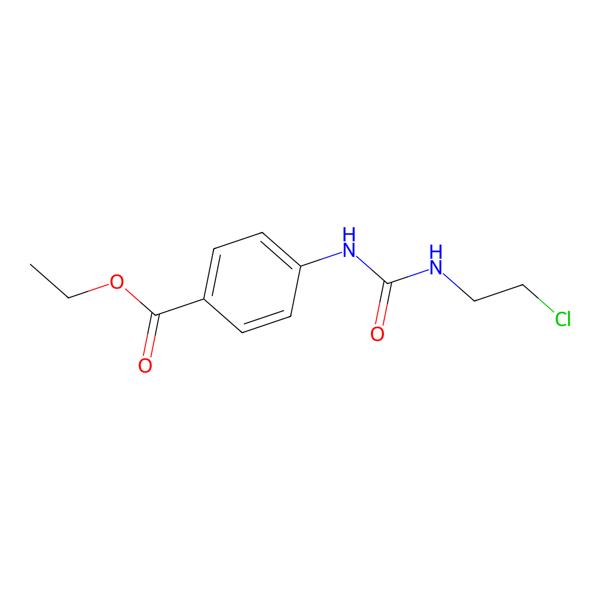 Ethyl 4-(2-chloroethylcarbamoylamino)benzoate molecular structure, CAS 13908-47-9
