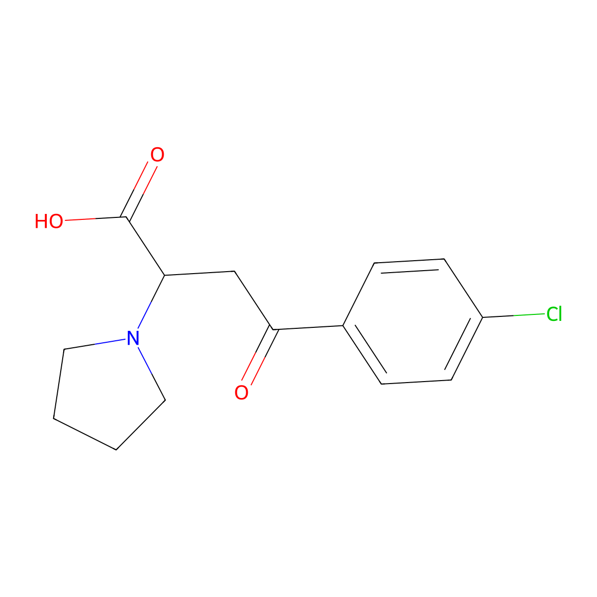 1-Pyrrolidineacetic acid, alpha-(2-(4-chlorophenyl)-2-oxoethyl)- molecular structure, CAS 139084-68-7