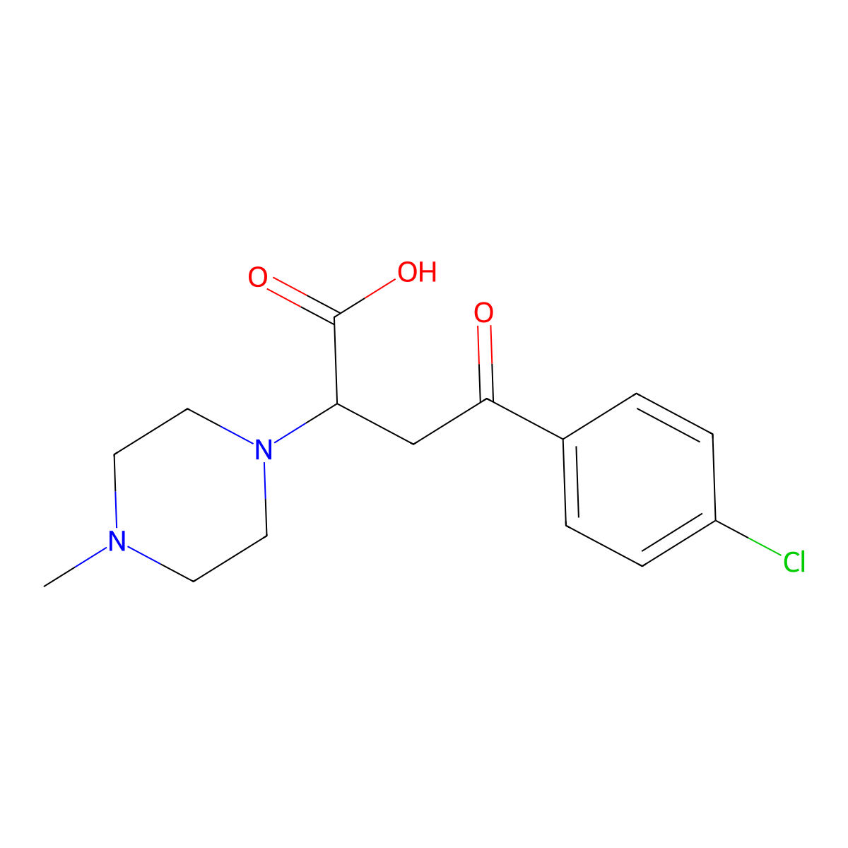 1-Piperazineacetic acid, alpha-(2-(4-chlorophenyl)-2-oxoethyl)-4-methyl-, hydrate (2:1) molecular structure, CAS 139084-69-8