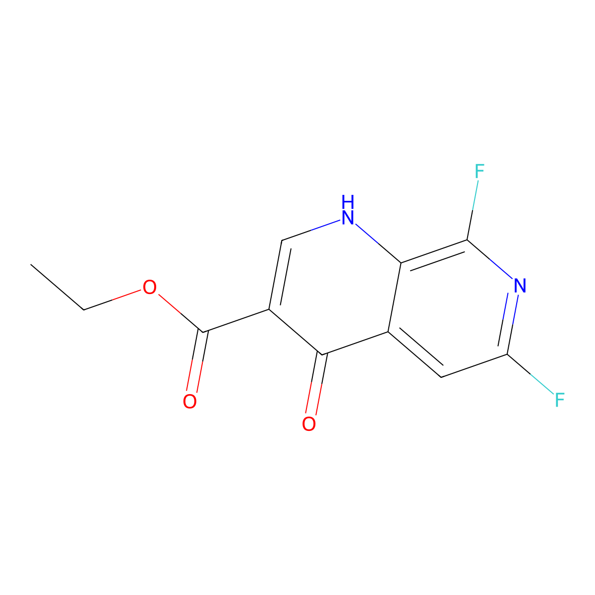 Ethyl 6,8-difluoro-4-hydroxy-1,7-naphthyridine-3-carboxylate molecular structure, CAS 139087-05-1
