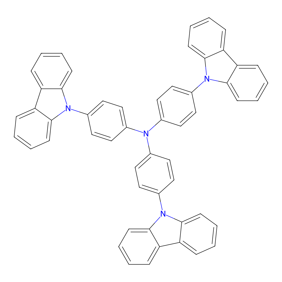 Tris(4-carbazoyl-9-ylphenyl)amine molecular structure, CAS 139092-78-7
