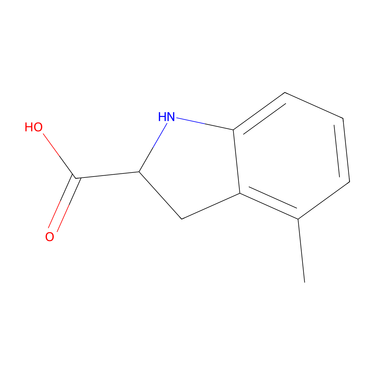 4-Methyl-2,3-dihydro-1H-indole-2-carboxylic acid molecular structure, CAS 1390998-90-9