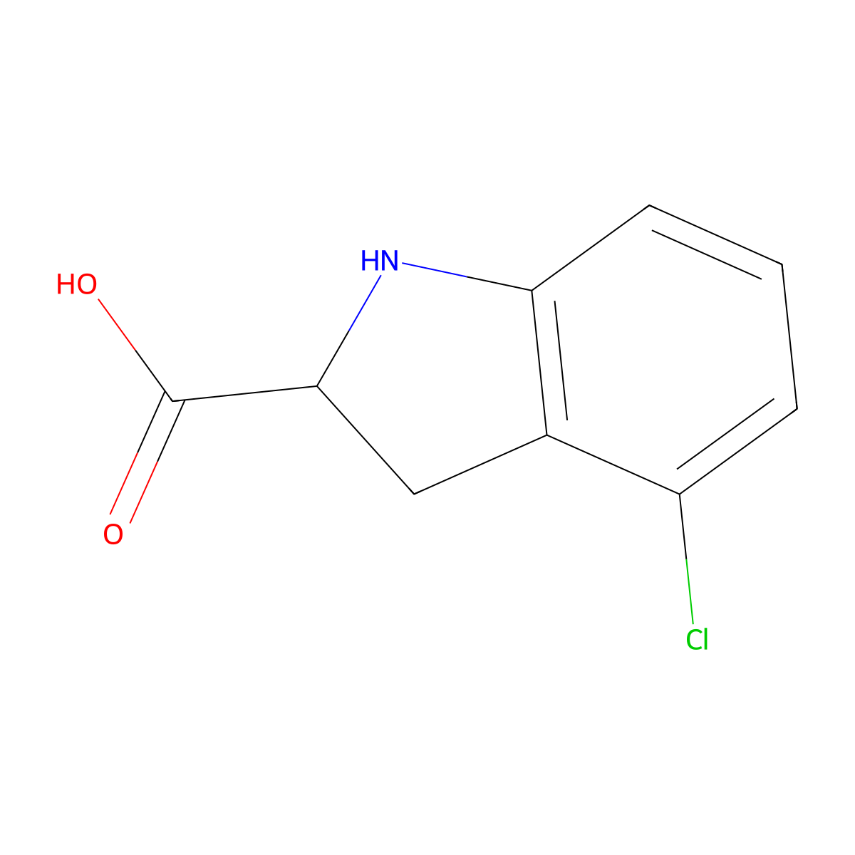 4-Chloroindoline-2-carboxylic acid molecular structure, CAS 1390999-37-7
