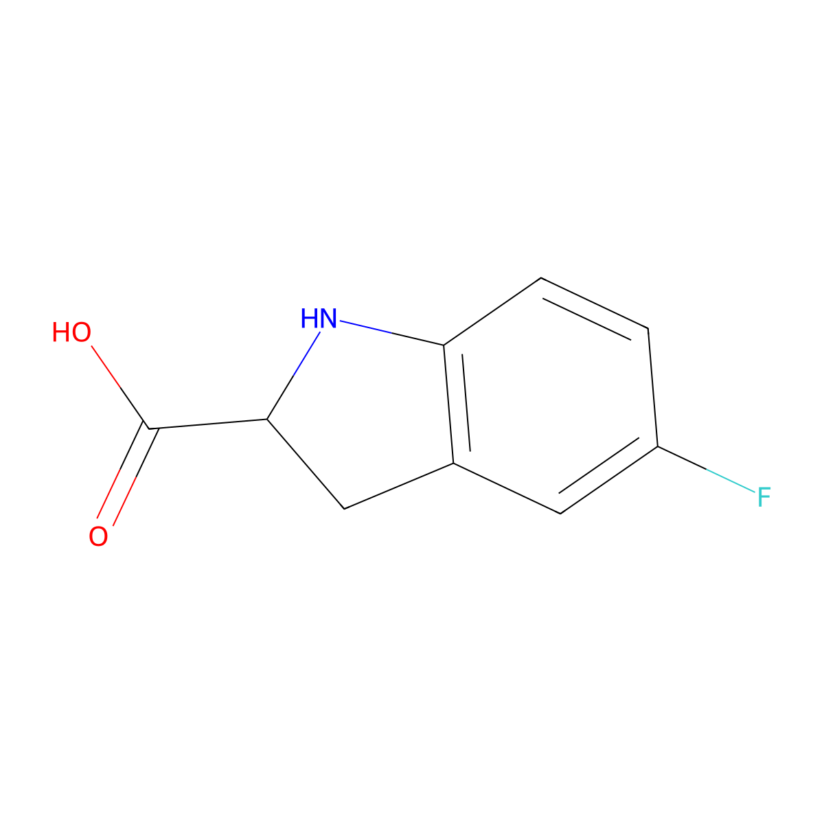 5-Fluoroindoline-2-carboxylic acid molecular structure, CAS 1390999-65-1