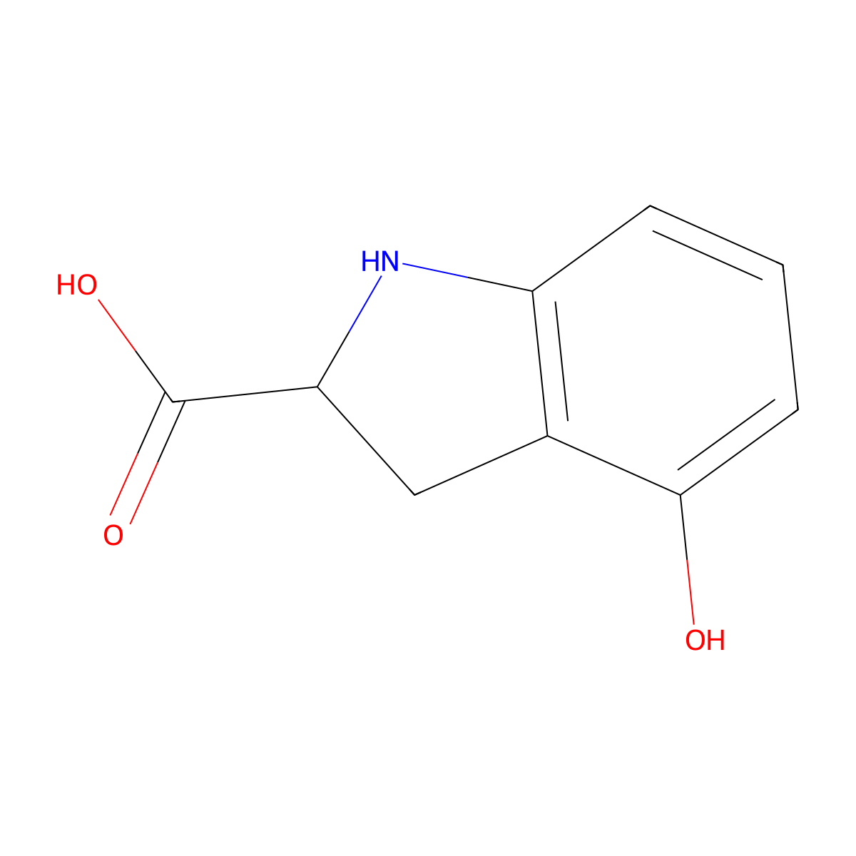 4-hydroxy-2,3-dihydro-1H-indole-2-carboxylic acid molecular structure, CAS 1391002-06-4