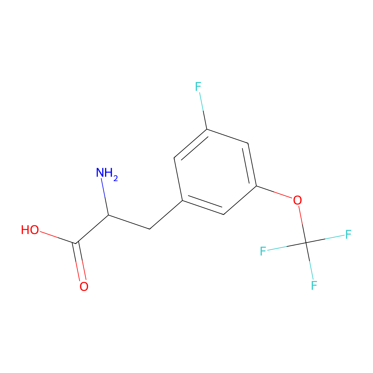 2-Amino-3-(3-fluoro-5-(trifluoromethoxy)phenyl)propanoic acid molecular structure, CAS 1391002-18-8