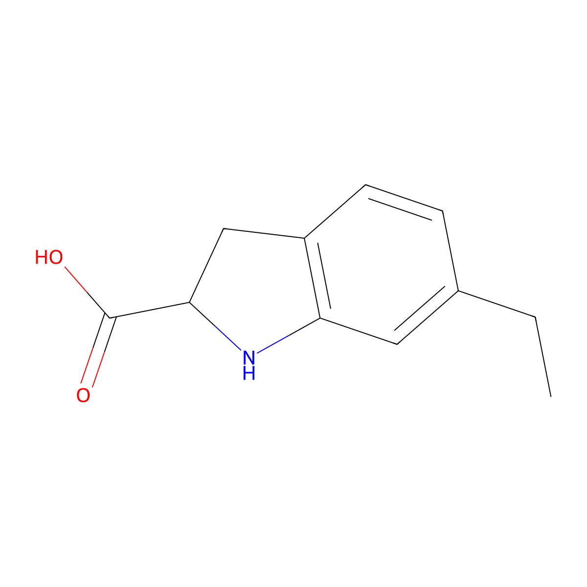 6-Ethyl-2,3-dihydro-1H-indole-2-carboxylic acid molecular structure, CAS 1391002-53-1