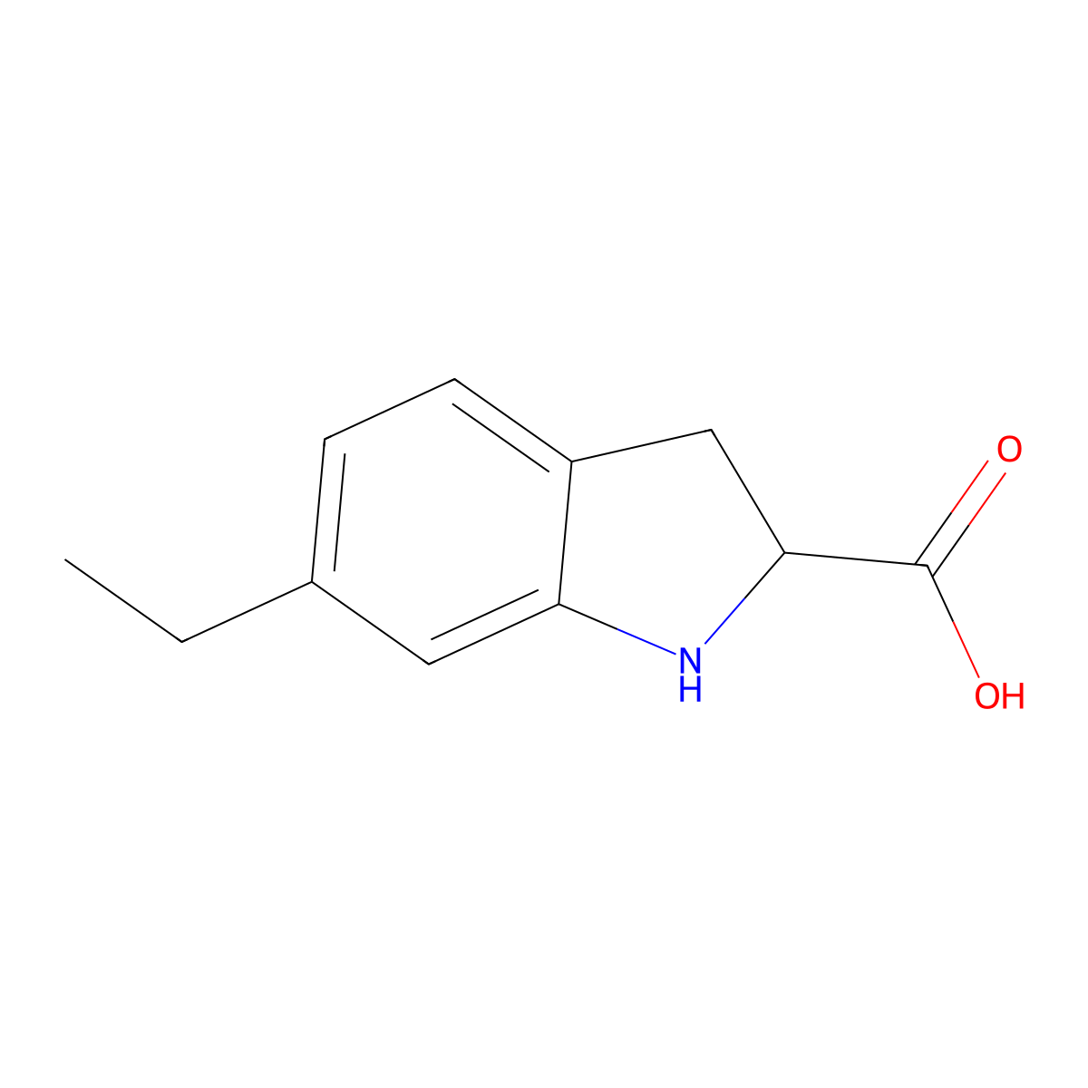 6-Ethyl-2,3-dihydro-1H-indole-2-carboxylic acid molecular structure, CAS 1391002-53-1